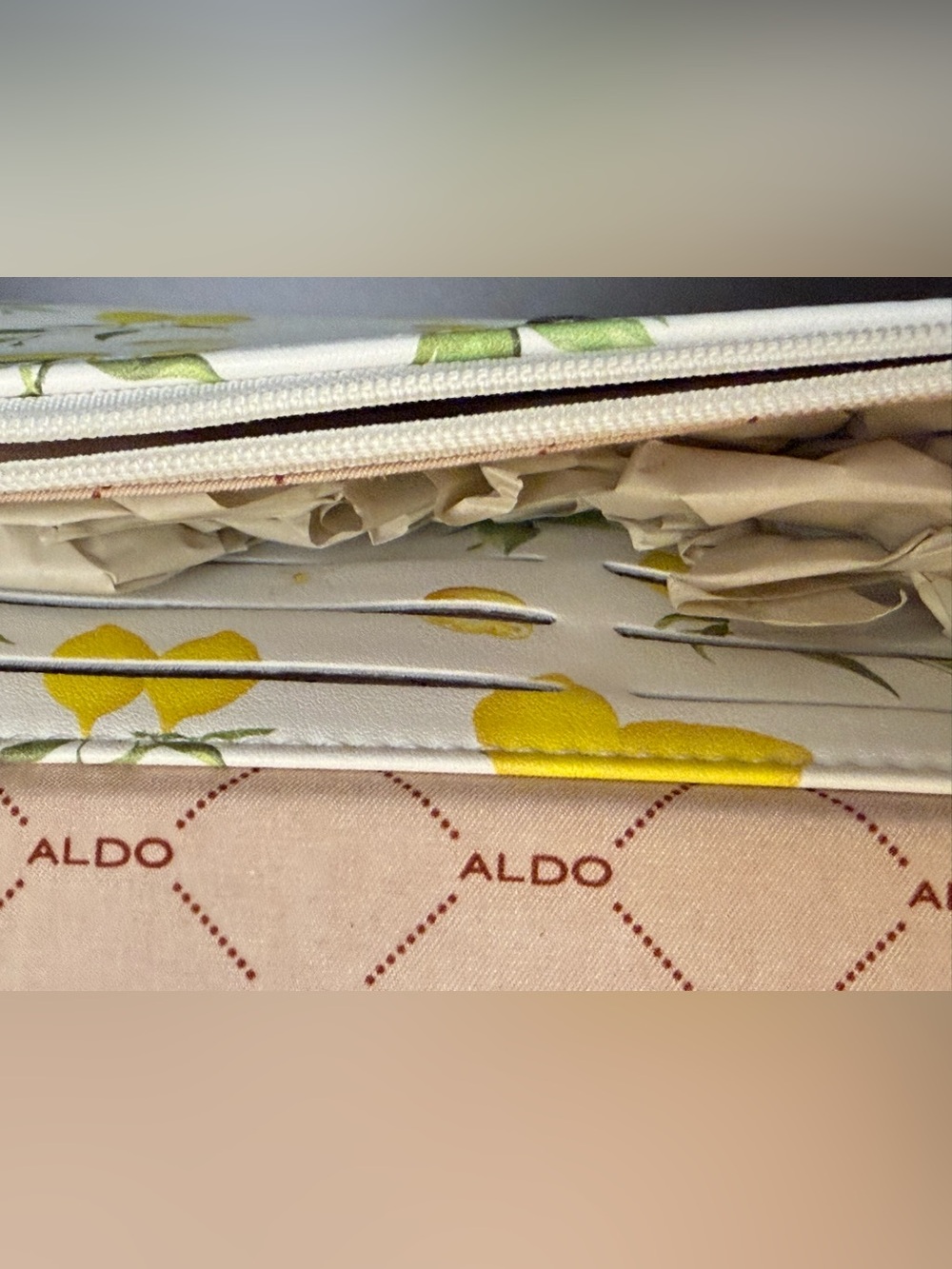 ALDO Women's White Lemon Print Quilted Crossbody Bag NWT - Picture 7 of 10